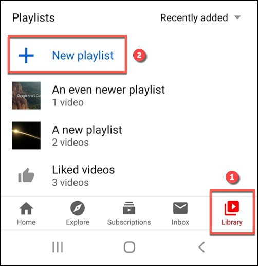 Tap New Playlist in the Library section of the YouTube app to create a new playlist
