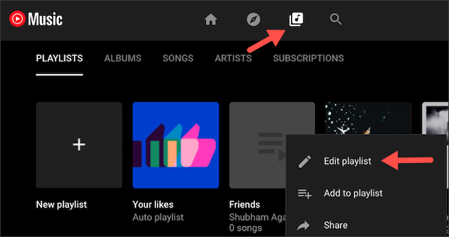 Add collaborators to YouTube Music playlist on website