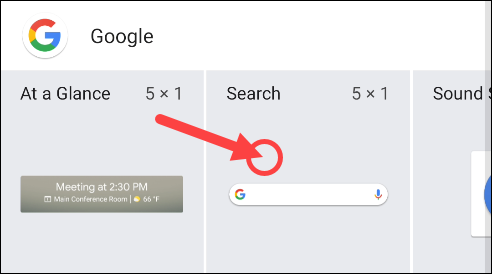 Press and hold the Google Search widget.