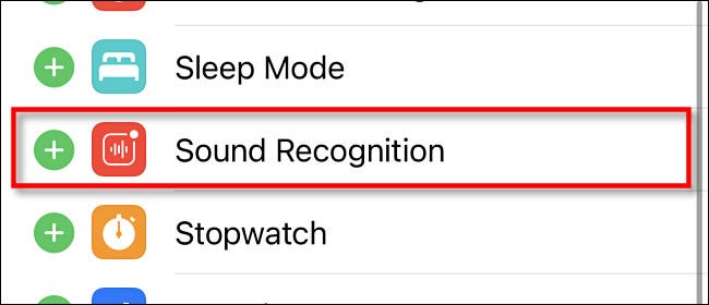 Tap Sound Recognition in Control Center settings