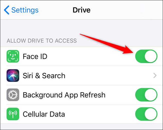 Adjust permissions for Face ID or Touch ID to turn off access