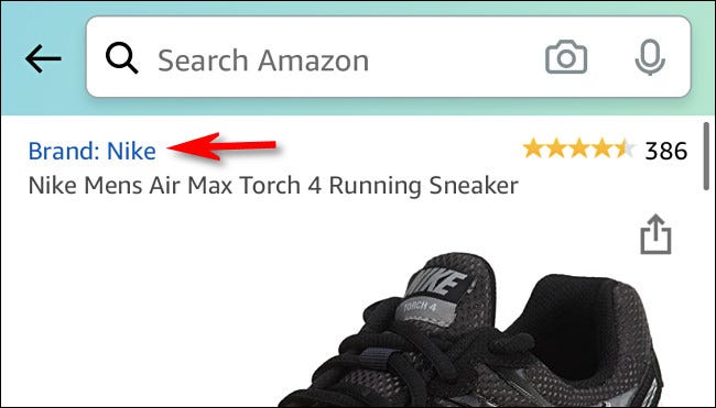 Brand: Nike in a description for a pair of sneakers on Amazon.