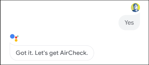 google assistant aircheck action