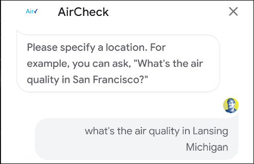 google assistant aircheck action