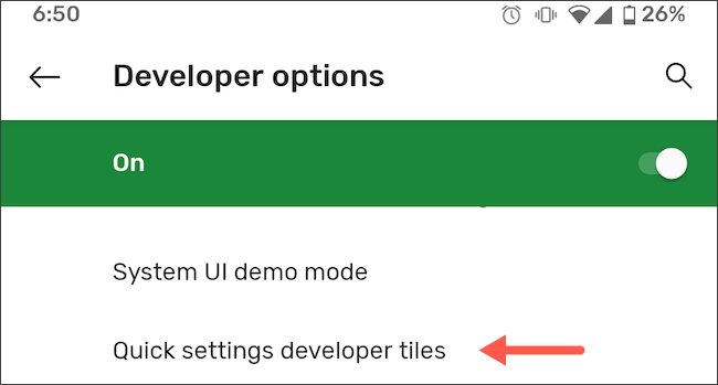 Visit quick settings developer options on Android