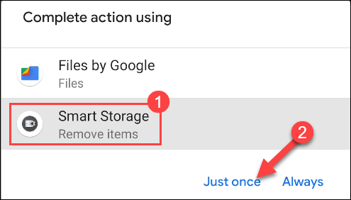 choose smart storage from the pop up menu