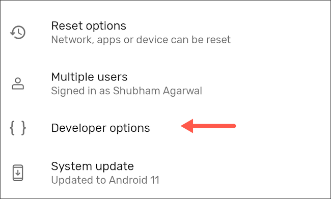 Enter developer options on Android