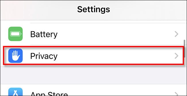 In iPhone Settings, tap Privacy.