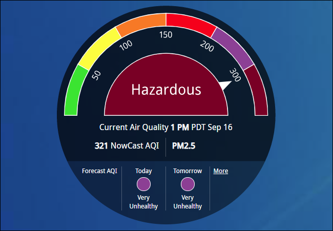 AirNow showing Hazardous air quality.