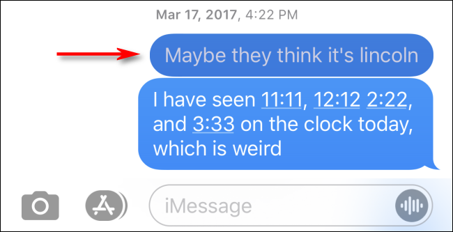 Search result seen in conversation in Messages for iPhone