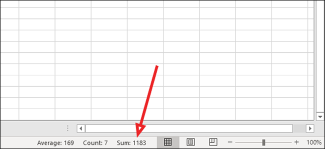 sum at bottom of excel