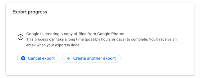 Cancel Google Photos backup export 