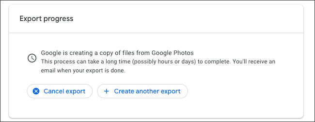 Cancel Google Photos backup export