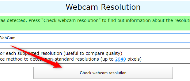 Click Check Webcam Resolution at webcamtests.com.