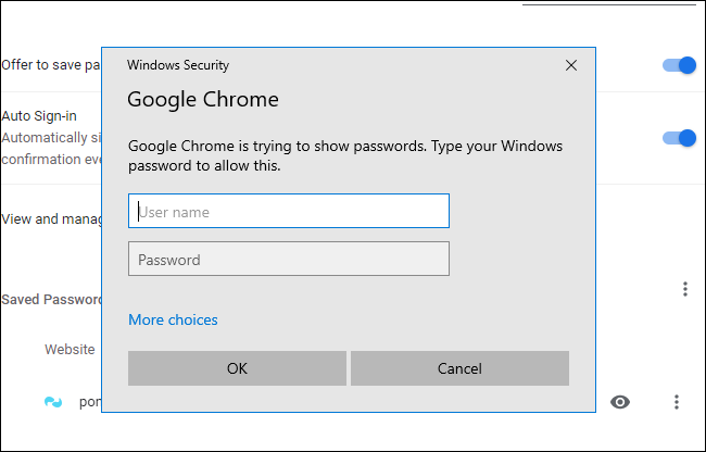 The Windows Security dialog box for Google Chrome.