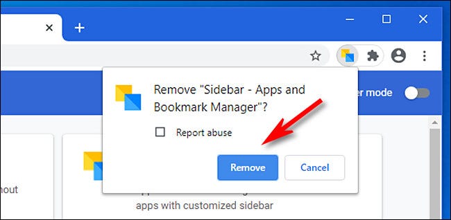 In Google Chrome, click Remove.