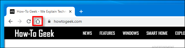 The home page toolbar icon in Google Chrome.