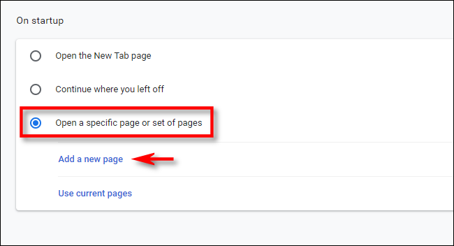 In Chrome settings, click add page.