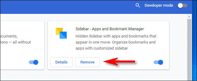 In Google Chrome, click Remove