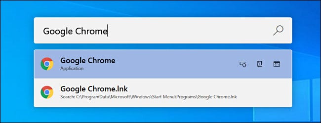Searching for Google Chrome in PowerToys Run on Windows 10.