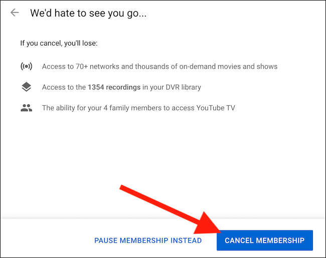 Click the Cancel Membership button to finalize your account's cancelation