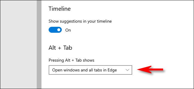 Click the Pressing Alt + Tab shows drop down menu