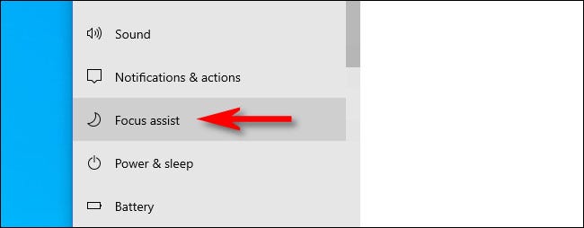 In Windows Settings, click Focus assist in the System sidebar.