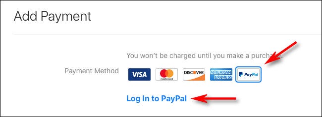 Select PayPal, then click Log In to Paypal