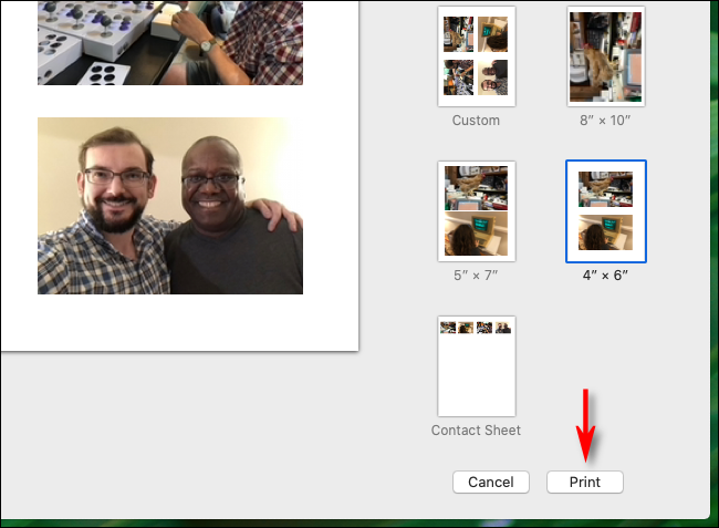 Click Print in Photos app on Mac