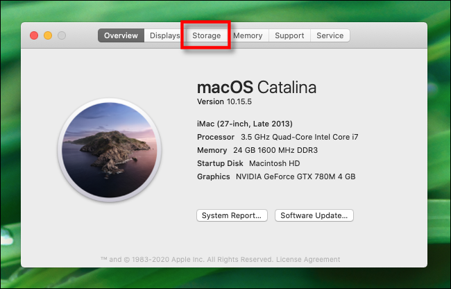 Click on Storage in About this Mac