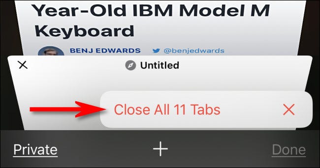 In the pop-up, select Close All Tabs.