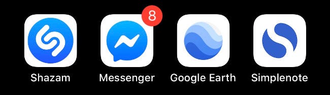 Four blue iOS app icons.