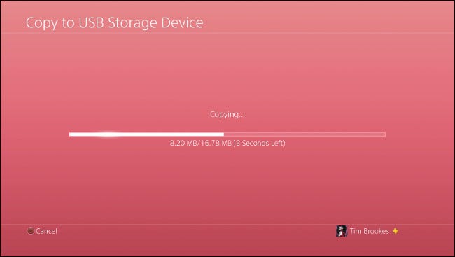 The Copying progress bar on the Copy to USB Storage Device screen. 