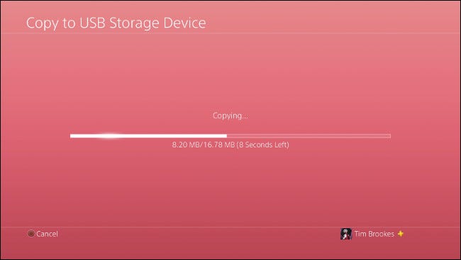 The Copying progress bar on the Copy to USB Storage Device screen.