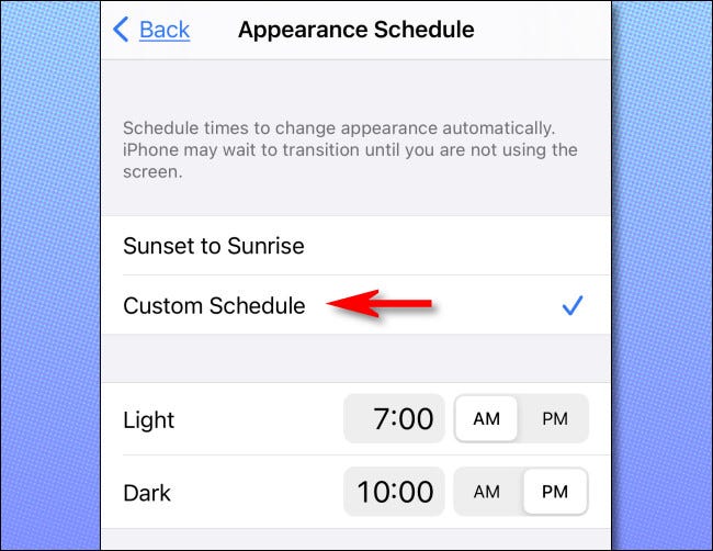In iPhone Settings, tap Custom Schedule and set up the times you want.