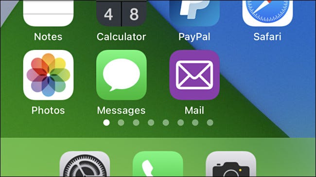A custom Mail app icon on iPhone.