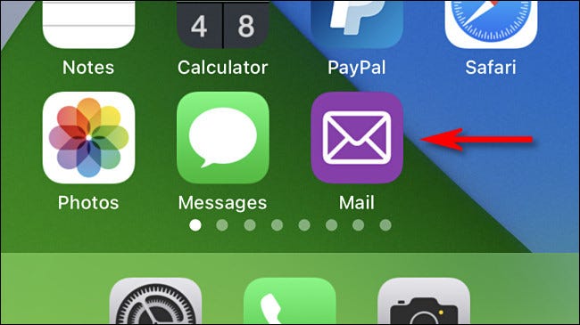A custom Mail app icon on iPhone.