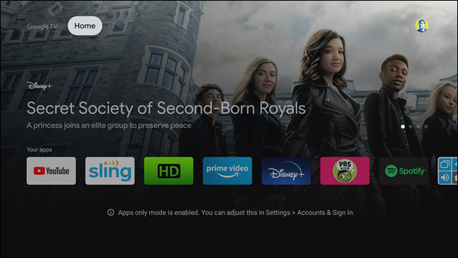 Главный экран Google TV теперь будет выглядеть следующим образом:
