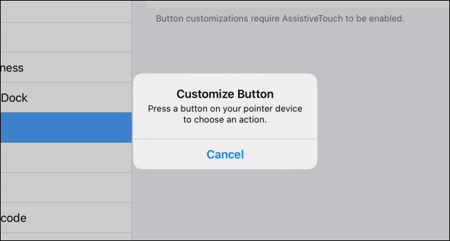 Customize Button pop-up in iPadOS