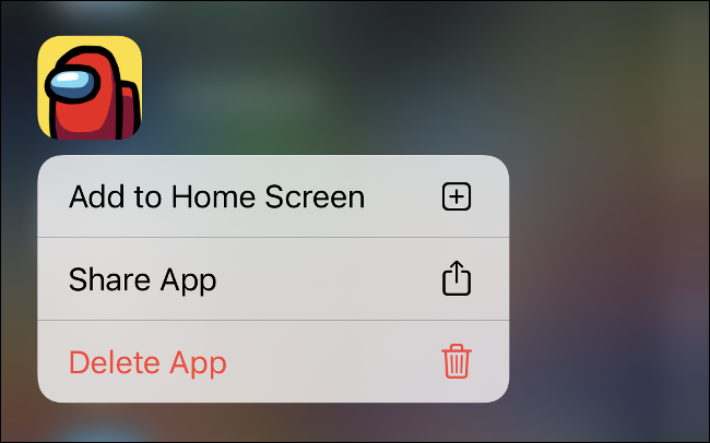 Tap Delete App in the context menu.