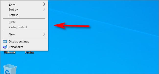 A context menu on a Windows 10 desktop.