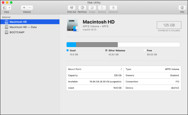 macOS Catalina Read-Only Volume Visible in Disk Utility