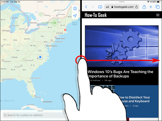 Dismissing Split View on iPad Step 1