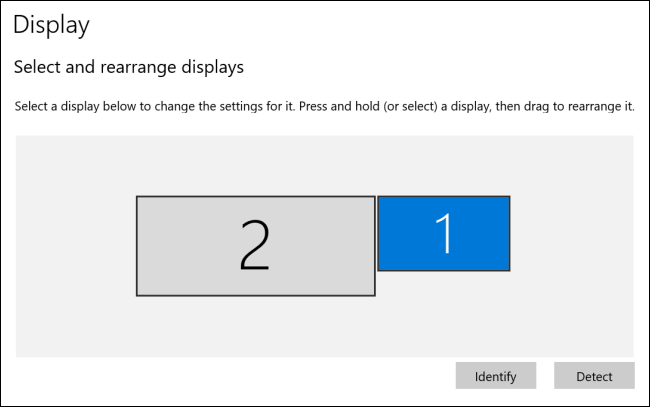 Displays have been rearranged in Windows 10