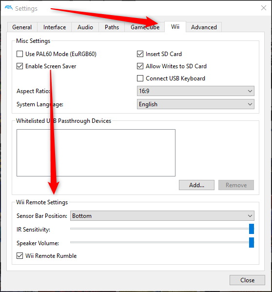 Wii Remote Settings in Dolphin