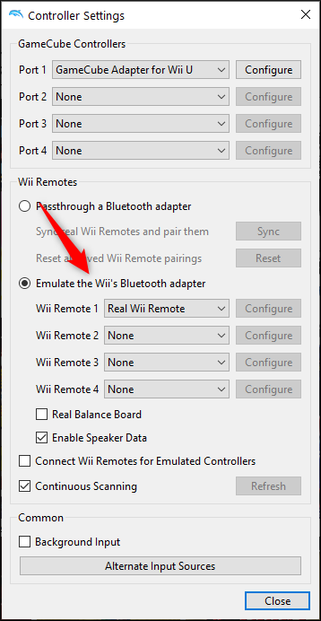 Select Emulate the Wii's Bluetooth Adapter and select the Wii Remote