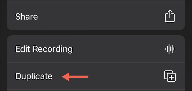 Duplicate a voice memo on iPhone