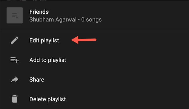 Edit a playlist on YouTube Music