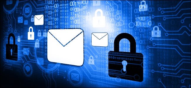 Email message and lock icons representing email encryption.