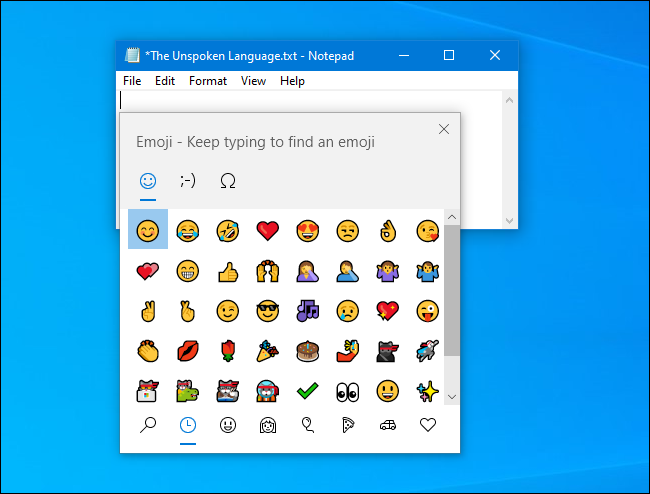 The Emoji Panel in Windows 10